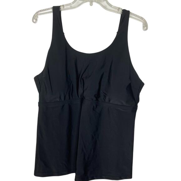 Eddie Bauer XL Black Tankini Swim Top Shelf Bra Control Stretch NEW - Picture 1 of 5